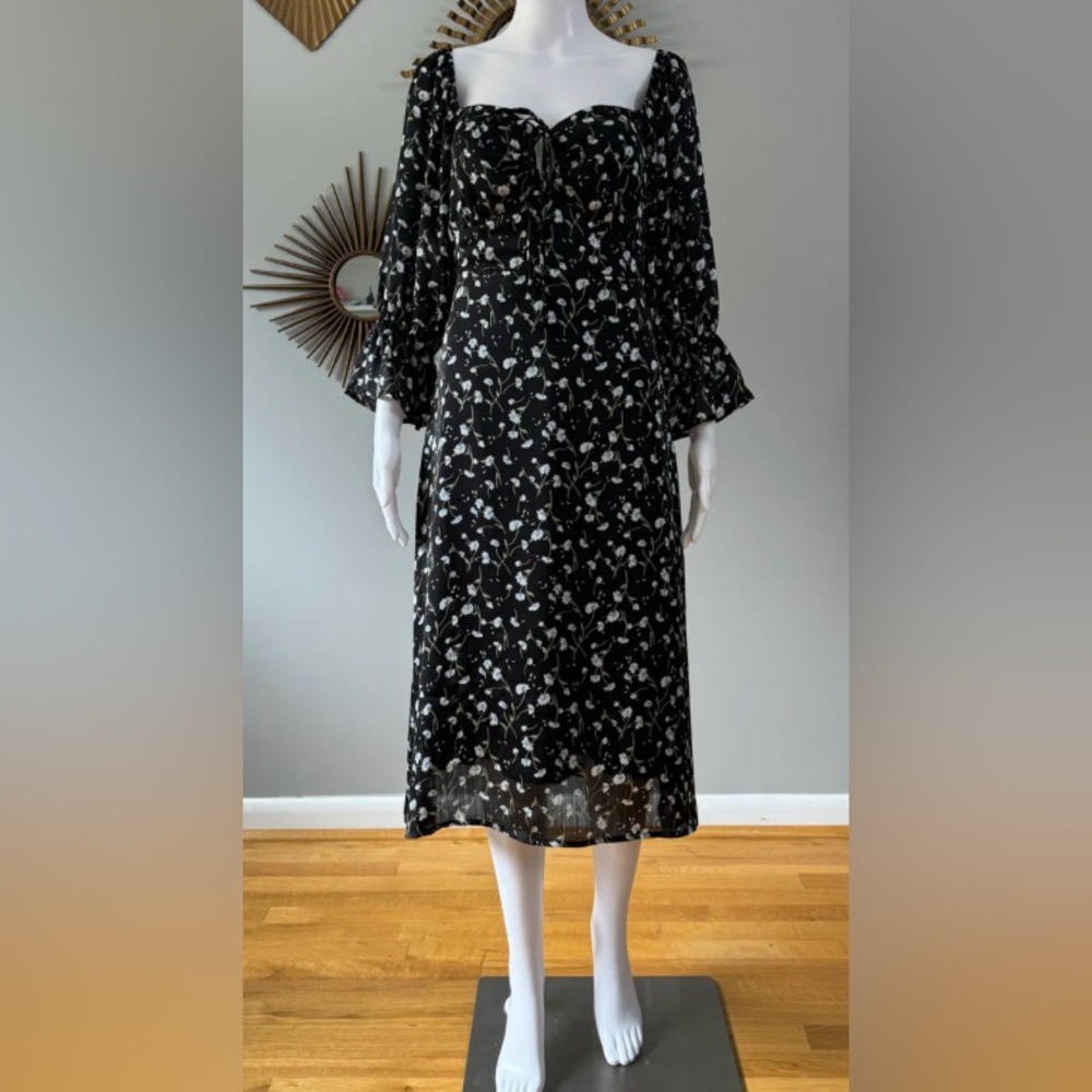 LULUS midi dress puff sleeve nwt